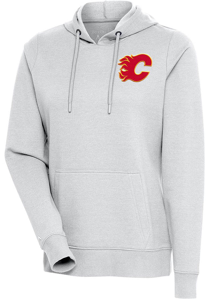 Antigua Calgary Flames Womens Grey Action Hooded Sweatshirt, Grey, 55% COTTON / 45% POLYESTER, Size XL