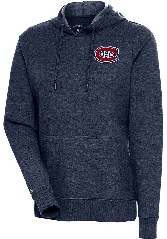 Antigua Montreal Canadiens Womens Navy Blue Action Hooded Sweatshirt, Navy Blue, 55% COTTON / 45% POLYESTER, Size XL