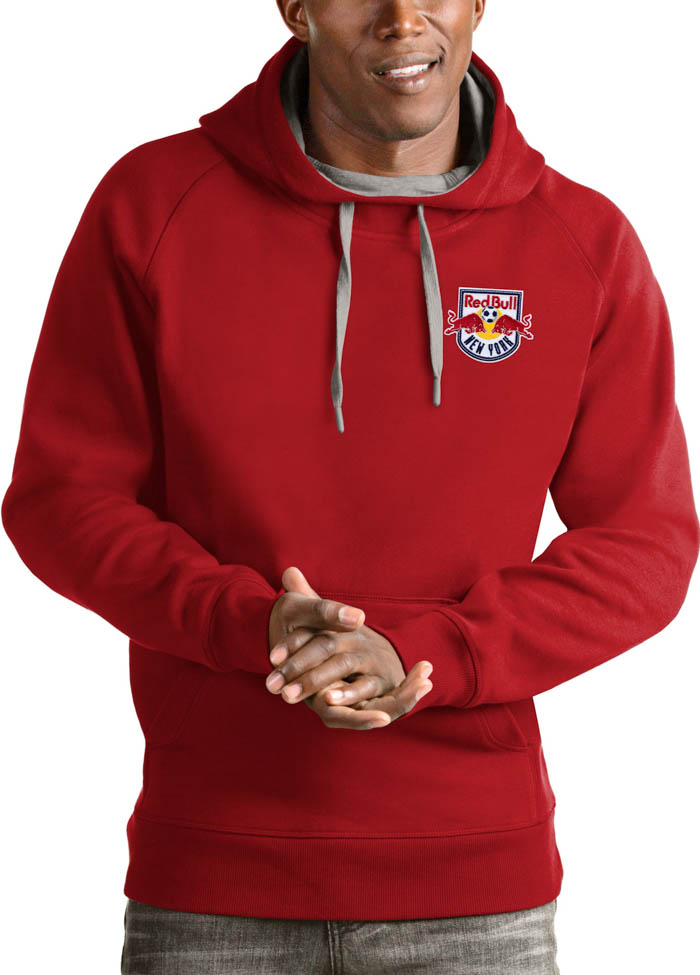 Antigua New York Red Bulls Mens Red Victory Long Sleeve Hoodie, Red, 65% COTTON / 35% POLYESTER, Size XL