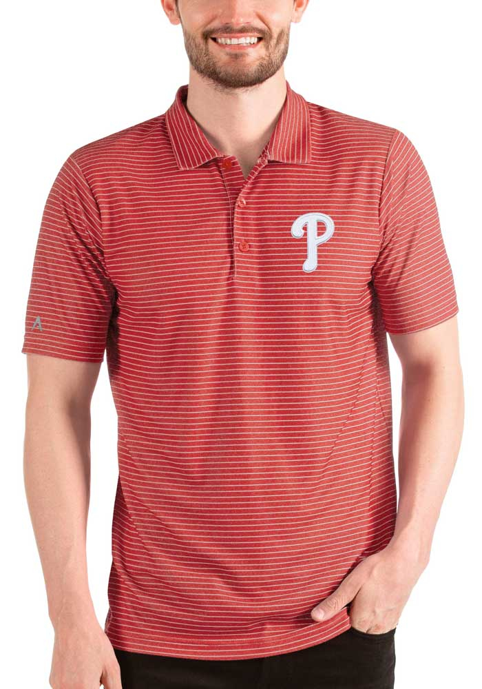 Antigua Philadelphia Phillies Mens Red Esteem Short Sleeve Polo, Red, POLYESTER, Size XL