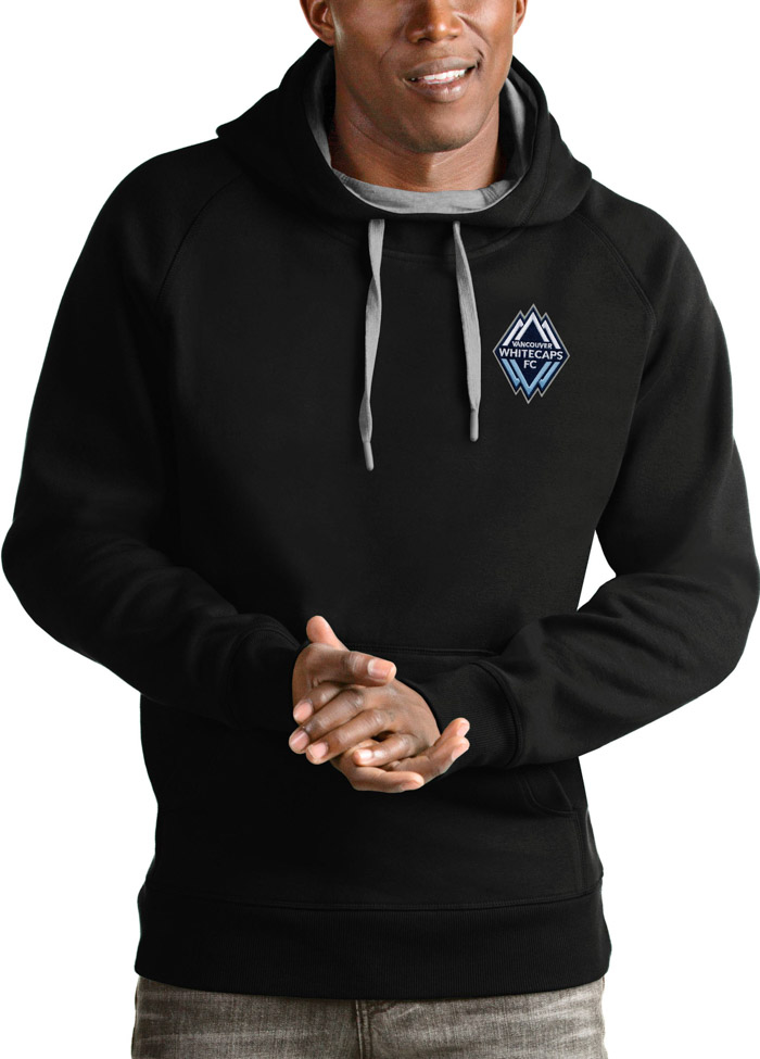 Antigua Vancouver Whitecaps FC Mens Black Victory Long Sleeve Hoodie, Black, 65% COTTON / 35% POLYESTER, Size XL