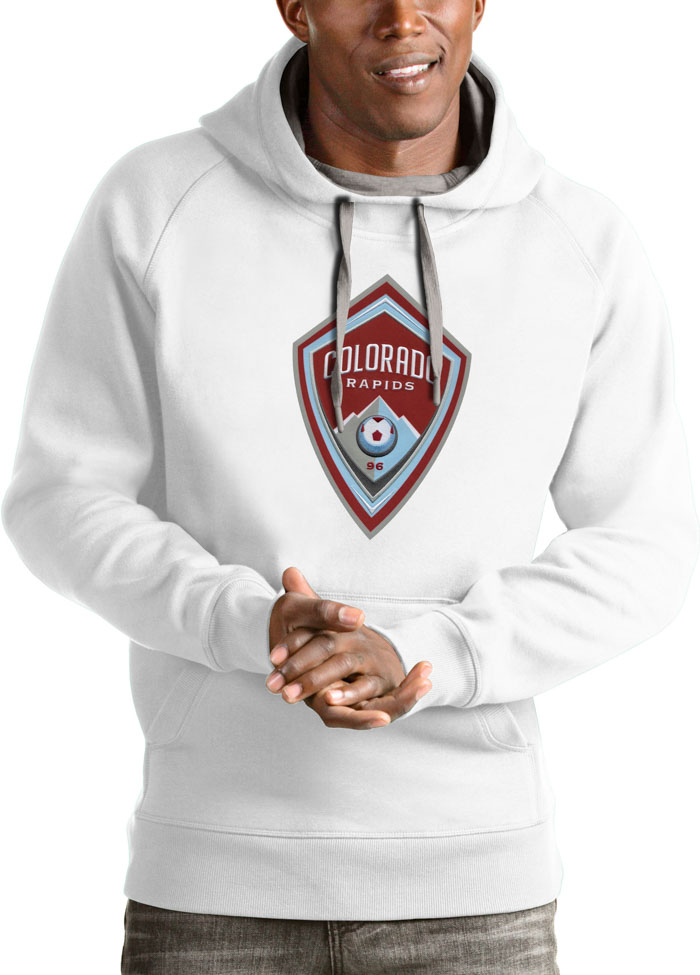 Antigua Colorado Rapids Mens White Victory Long Sleeve Hoodie, White, 65% COTTON / 35% POLYESTER, Size XL
