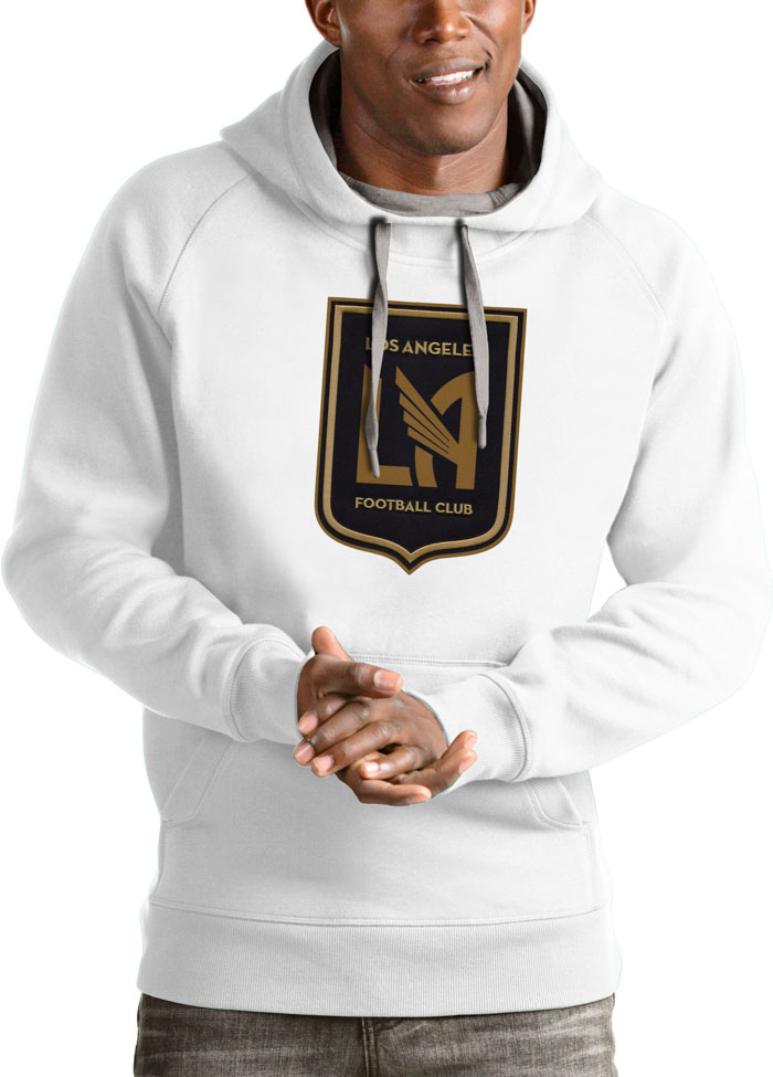 Antigua Los Angeles FC Mens White Victory Long Sleeve Hoodie, White, 65% COTTON / 35% POLYESTER, Size XL