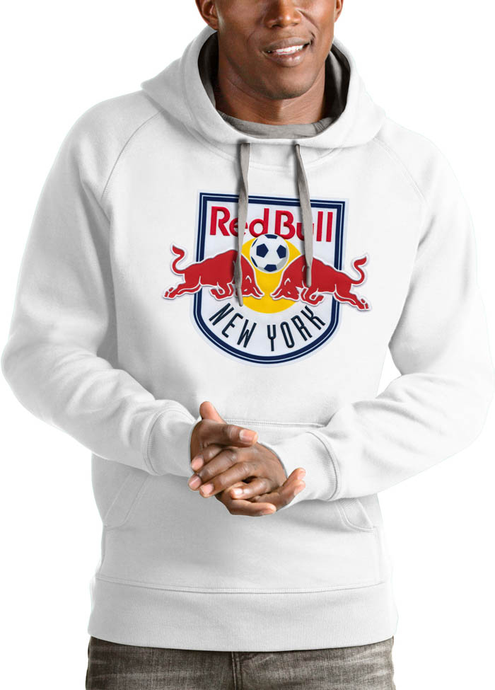 Antigua New York Red Bulls Mens White Victory Long Sleeve Hoodie, White, 65% COTTON / 35% POLYESTER, Size XL