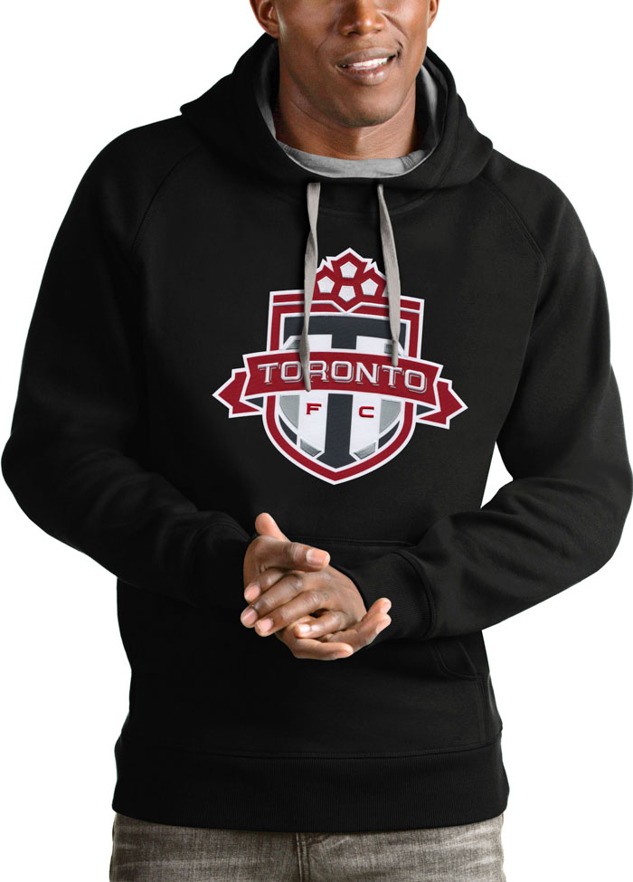 Antigua Toronto FC Mens Black Victory Long Sleeve Hoodie, Black, 65% COTTON / 35% POLYESTER, Size XL