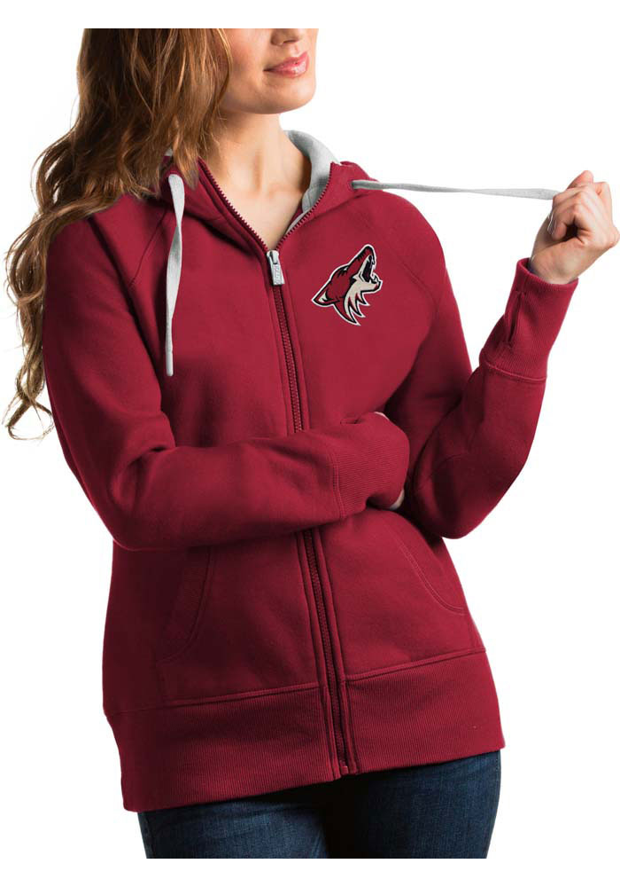 Antigua Arizona Coyotes Womens Red Victory Full Long Sleeve Full Zip Jacket, Red, 52% COT / 48% POLY, Size XL