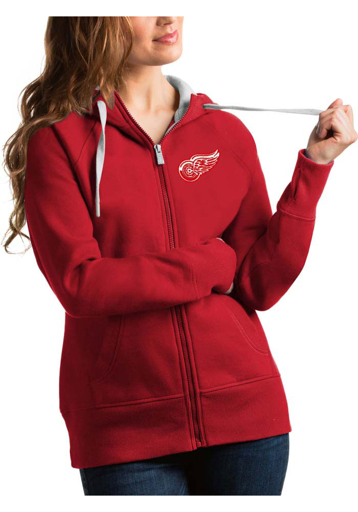 Antigua Detroit Red Wings Womens Red Victory Full Long Sleeve Full Zip Jacket, Red, 52% COT / 48% POLY, Size XL