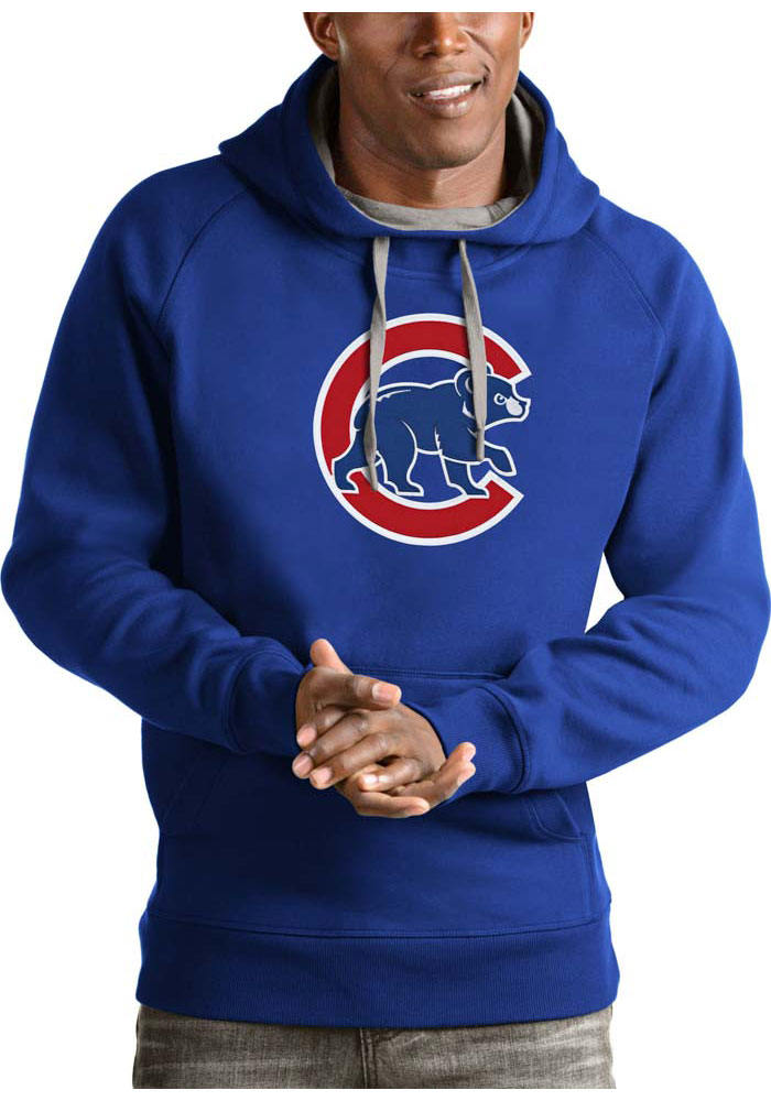 Antigua Chicago Cubs Mens Blue Victory Long Sleeve Hoodie, Blue, 52% COT / 48% POLY, Size XL