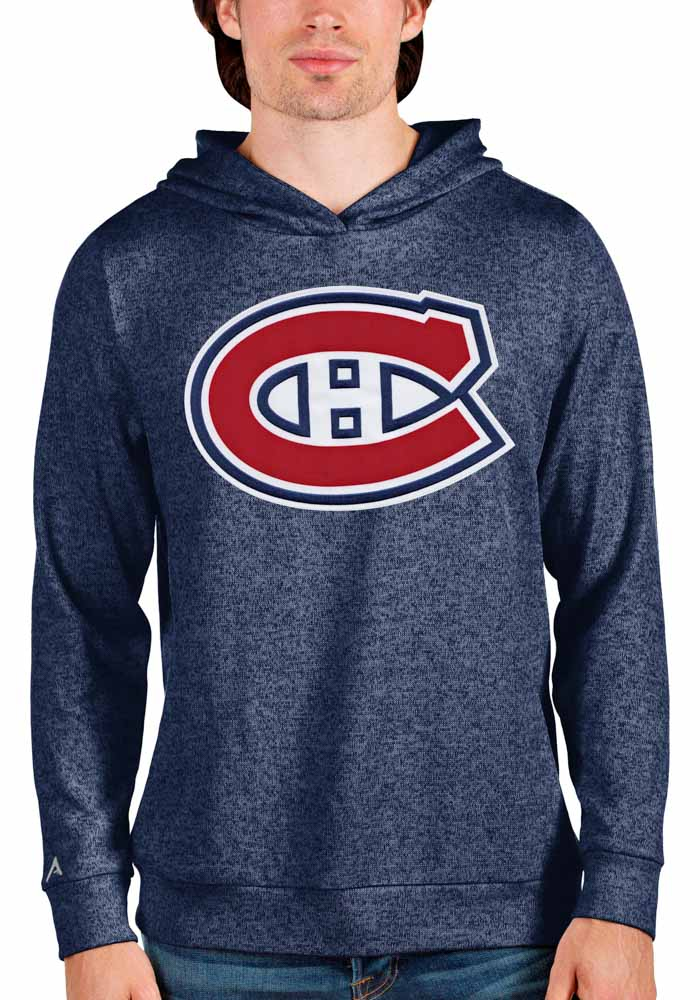Antigua Montreal Canadiens Mens Navy Blue Absolute Long Sleeve Hoodie, Navy Blue, 100% POLYESTER, Size XL