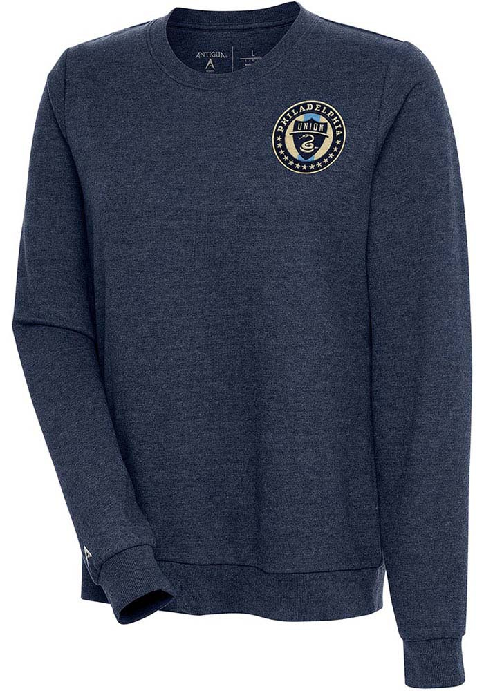 Antigua Philadelphia Union Womens Navy Blue Action Crew Sweatshirt, Navy Blue, 55% COTTON / 45% POLYESTER, Size XL