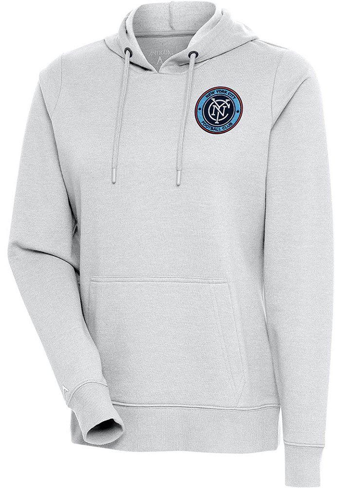 Antigua New York City FC Womens Grey Action Hooded Sweatshirt, Grey, 55% COTTON / 45% POLYESTER, Size XL