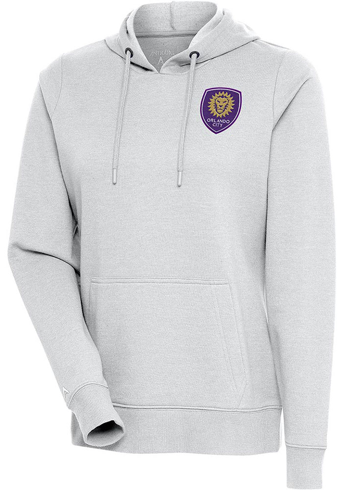 Antigua Orlando City SC Womens Grey Action Hooded Sweatshirt, Grey, 55% COTTON / 45% POLYESTER, Size XL