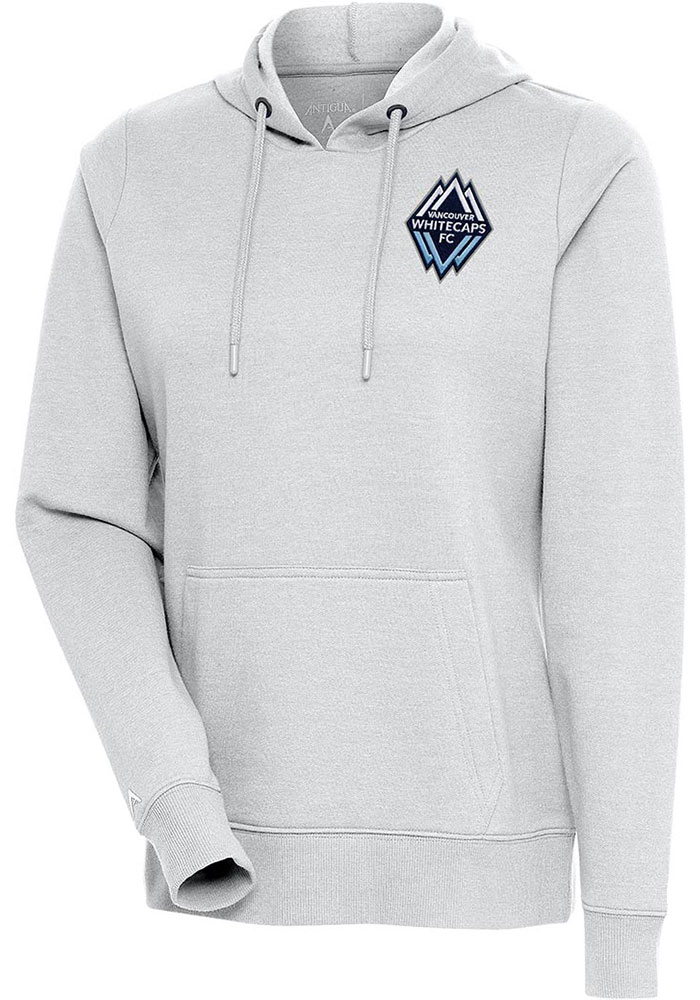 Antigua Vancouver Whitecaps FC Womens Grey Action Hooded Sweatshirt, Grey, 55% COTTON / 45% POLYESTER, Size XL