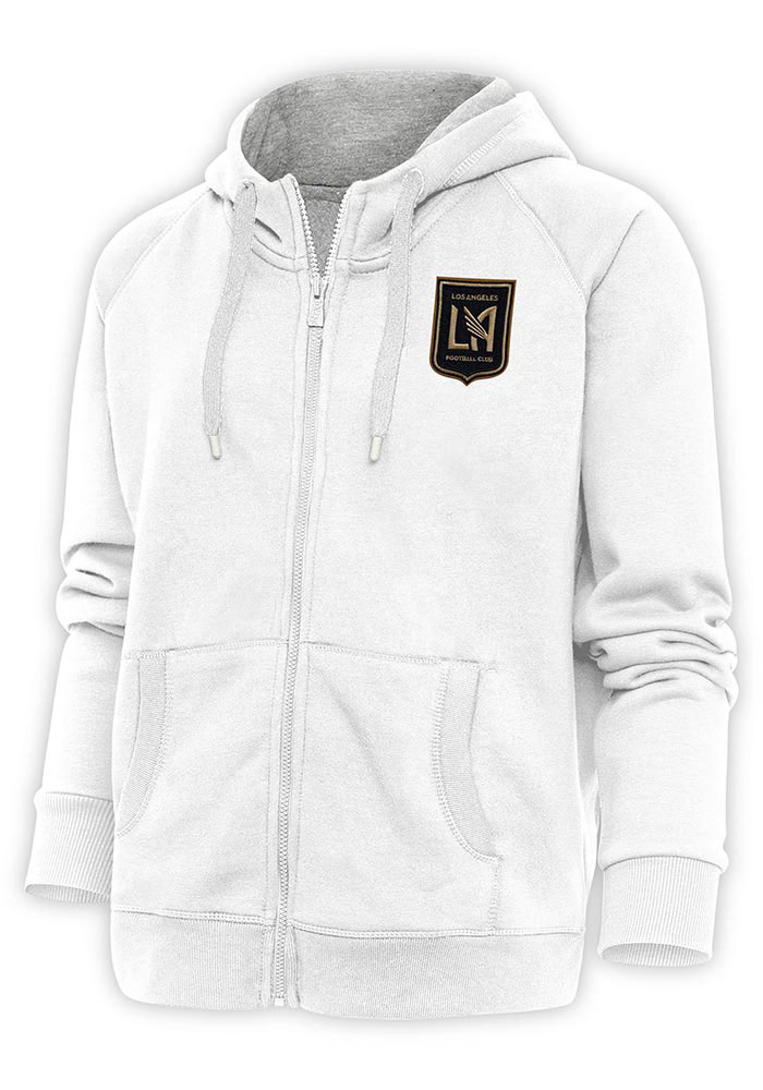 Antigua Los Angeles FC Womens White Victory Long Sleeve Full Zip Jacket, White, 65% COTTON / 35% POLYESTER, Size XL