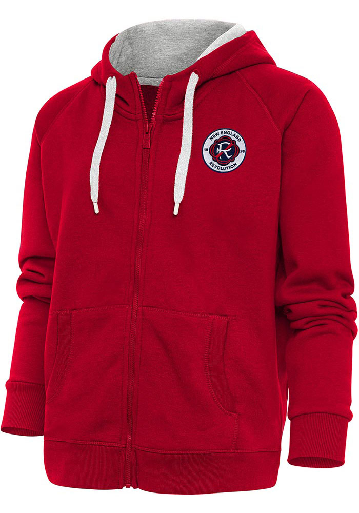 Antigua New England Revolution Womens Red Victory Long Sleeve Full Zip Jacket, Red, 65% COTTON / 35% POLYESTER, Size XL