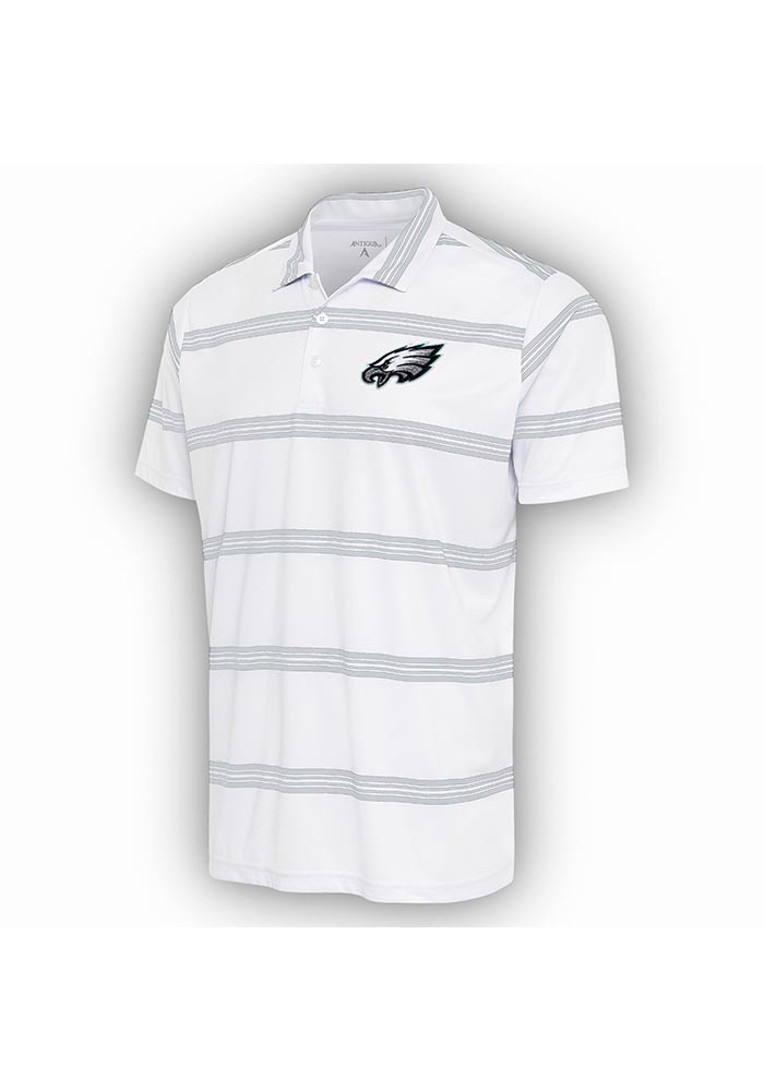 Antigua Philadelphia Eagles Mens White Groove Short Sleeve Polo, White, 100% POLYESTER, Size XL