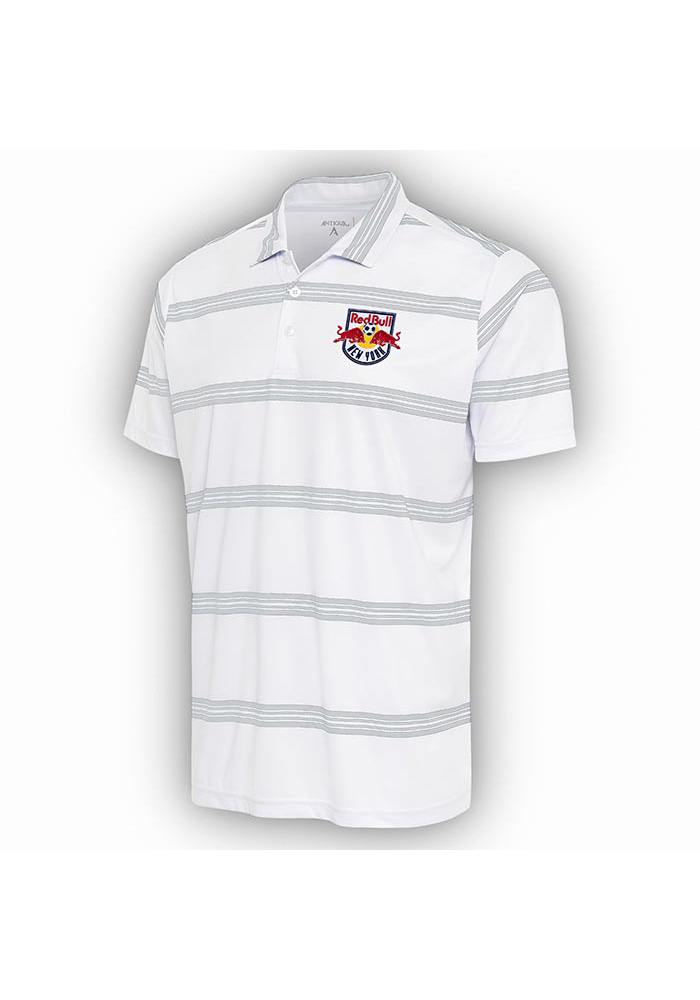 Antigua New York Red Bulls Mens White Groove Short Sleeve Polo, White, 100% POLYESTER, Size XL