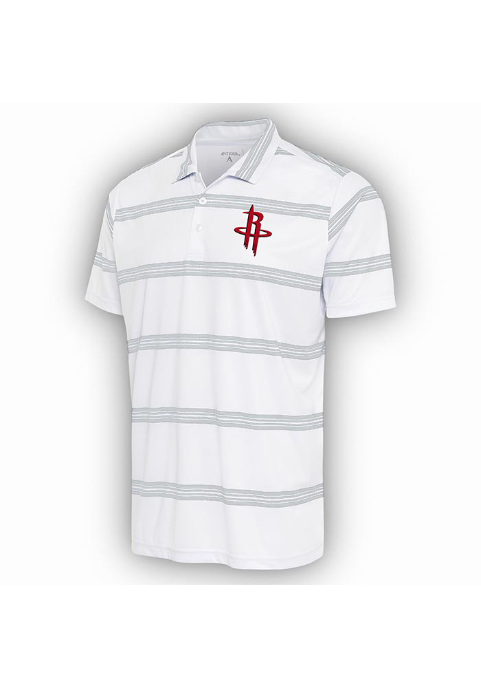 Antigua Houston Rockets Mens White Groove Short Sleeve Polo, White, 100% POLYESTER, Size XL