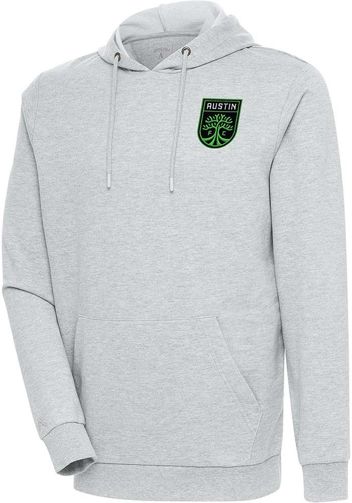Antigua Austin FC Mens Grey Action Long Sleeve Hoodie, Grey, 55% COTTON / 45% POLYESTER, Size XL