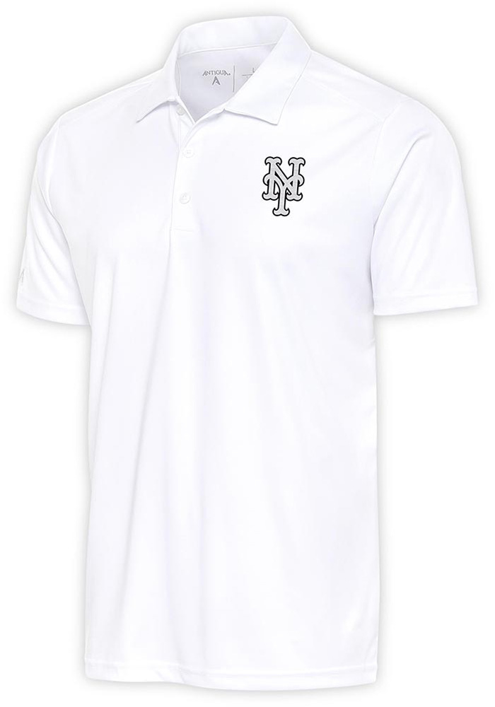 Antigua New York Mets White Metallic Logo Tribute Big and Tall Polo, White, 100% POLYESTER, Size XLT