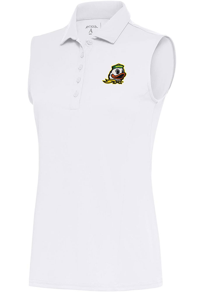 Antigua Oregon Ducks Womens White Tribute Polo Shirt, White, 100% POLYESTER, Size XL