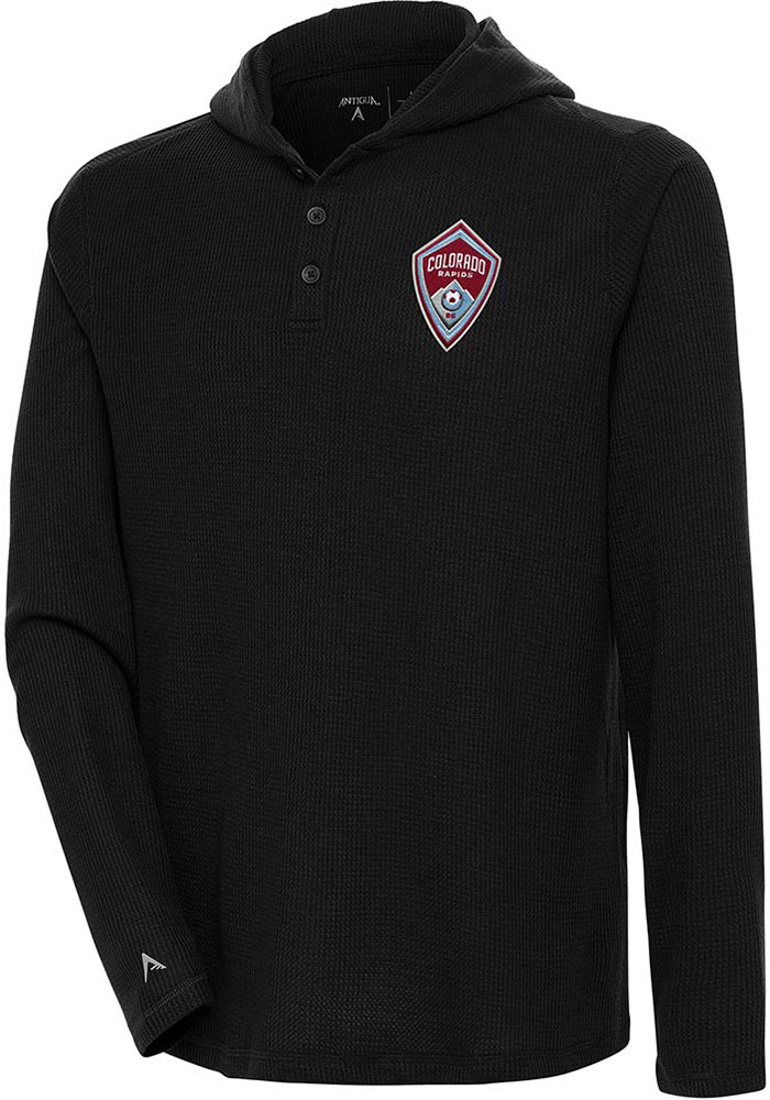 Antigua Colorado Rapids Mens Black Strong Hold Long Sleeve Hoodie, Black, 100% POLYESTER, Size XL