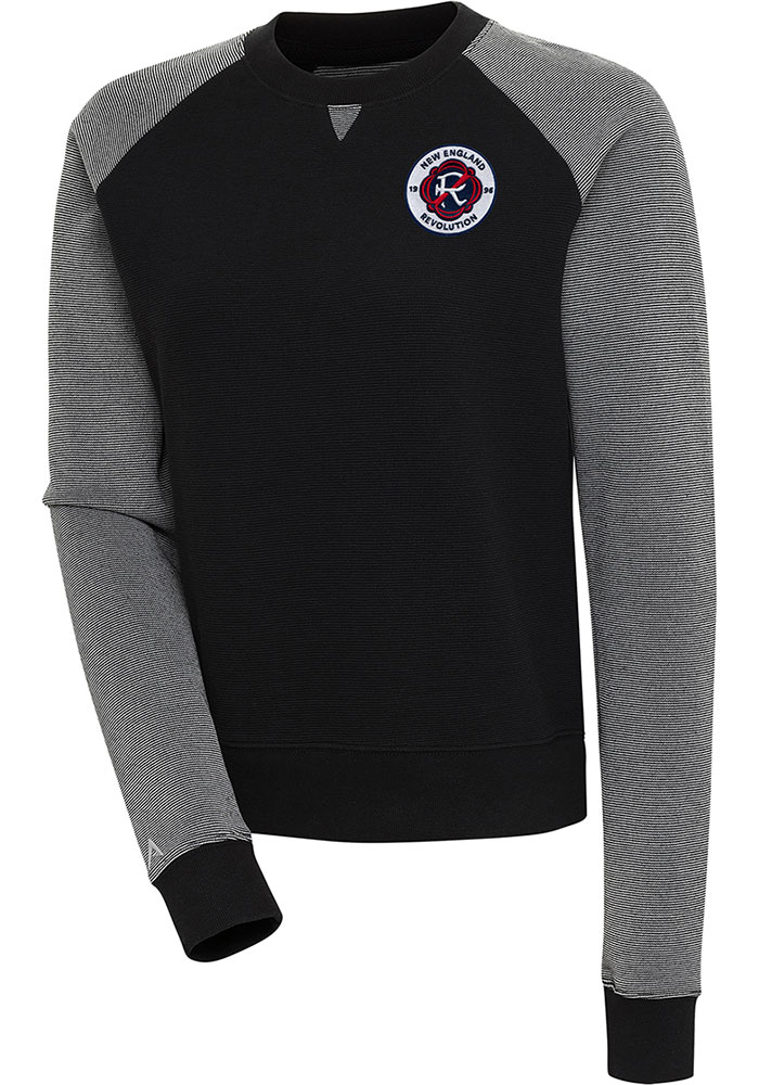 Antigua New England Revolution Womens Black Flier Bunker Crew Sweatshirt, Black, 86% COTTON / 11% POLYESTER / 3% SPANDEX, Size XL