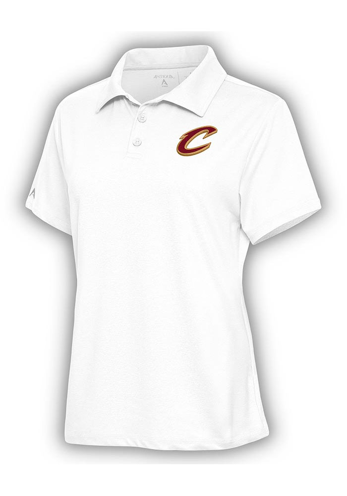 Antigua Cleveland Cavaliers Womens White Motivated Short Sleeve Polo Shirt, White, 90 % POLYESTER / 10% SPANDEX, Size XL