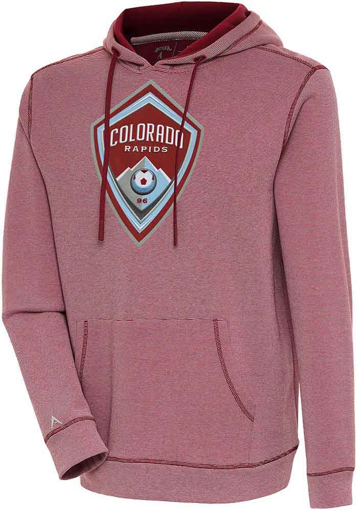 Antigua Colorado Rapids Mens Red Axe Bunker Long Sleeve Hoodie, Red, 86% COTTON / 11% POLYESTER / 3% SPANDEX, Size XL