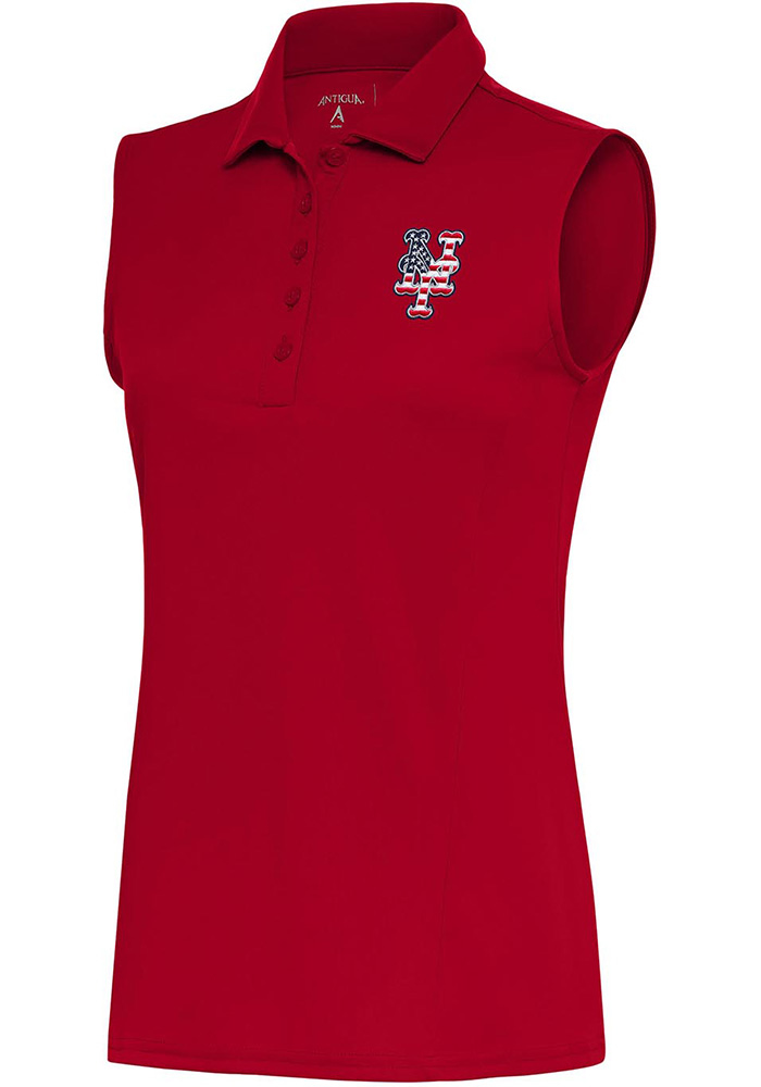 Antigua New York Mets Womens Red Tribute Polo Shirt, Red, 100% POLYESTER, Size XS