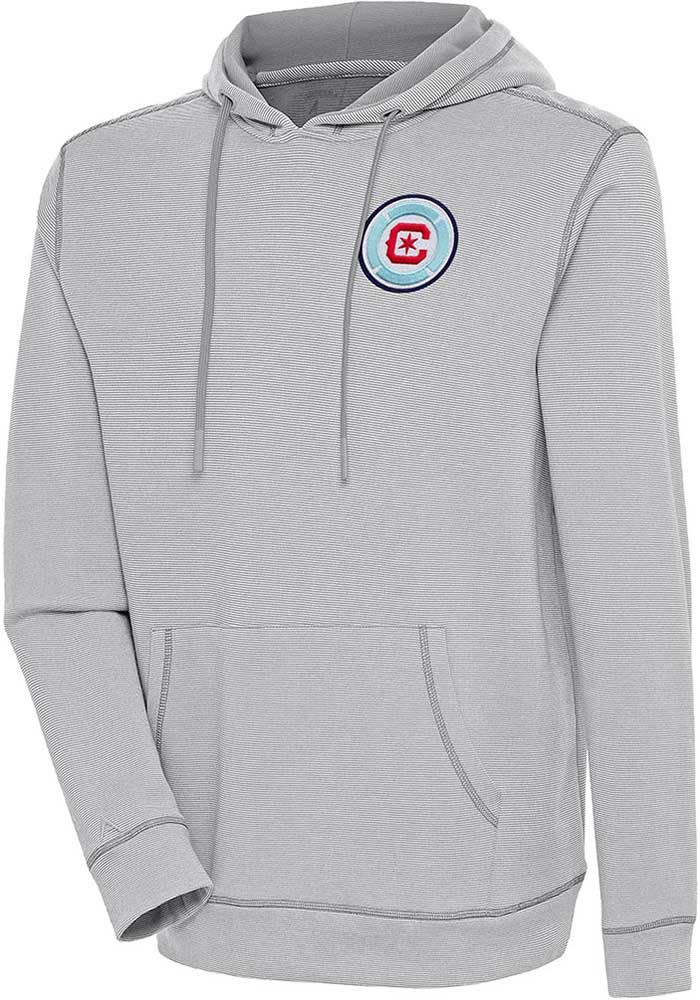 Antigua Chicago Fire Mens Grey Axe Bunker Long Sleeve Hoodie, Grey, 86% COTTON / 11% POLYESTER / 3% SPANDEX, Size XL