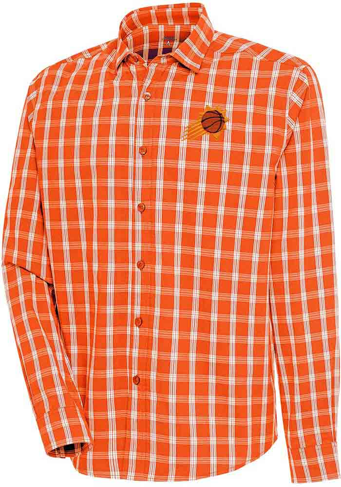 Antigua Phoenix Suns Mens Orange Carry Long Sleeve Dress Shirt, Orange, 65% COTTON / 32% POLYESTER / 3% SPANDEX, Size XL