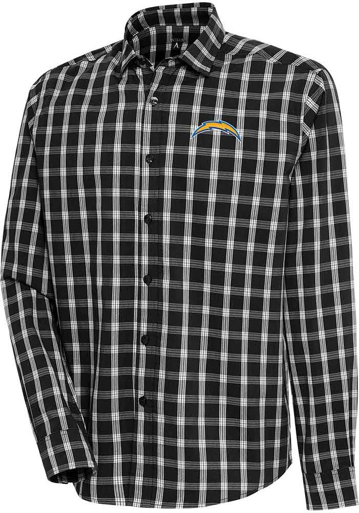 Antigua Los Angeles Chargers Mens Black Carry Long Sleeve Dress Shirt, Black, 65% COTTON / 32% POLYESTER / 3% SPANDEX, Size XL