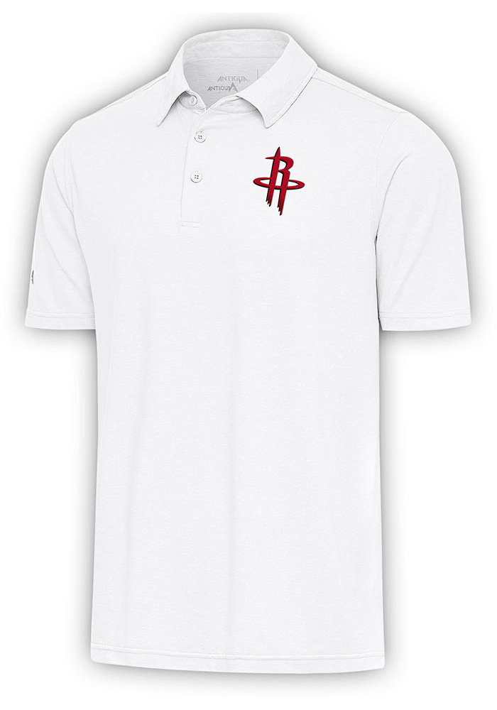 Antigua Houston Rockets Mens White Par 3 Short Sleeve Polo, White, 90 % POLYESTER / 10% SPANDEX, Size XL