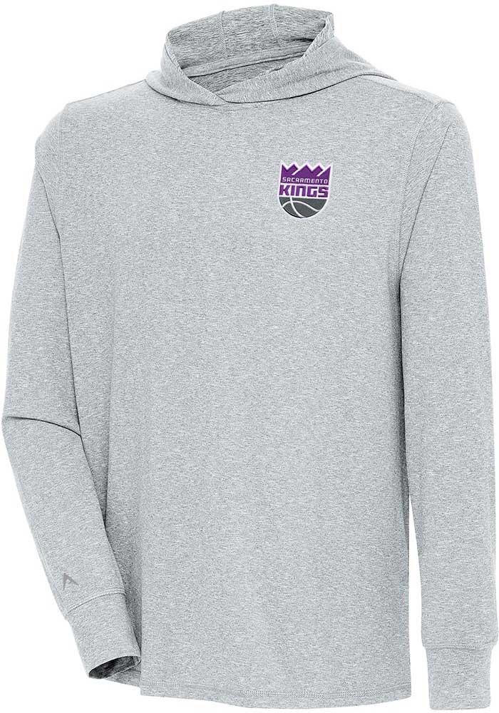 Antigua Sacramento Kings Mens Grey Saga Long Sleeve Hoodie, Grey, 90 % POLYESTER / 10% SPANDEX, Size XL