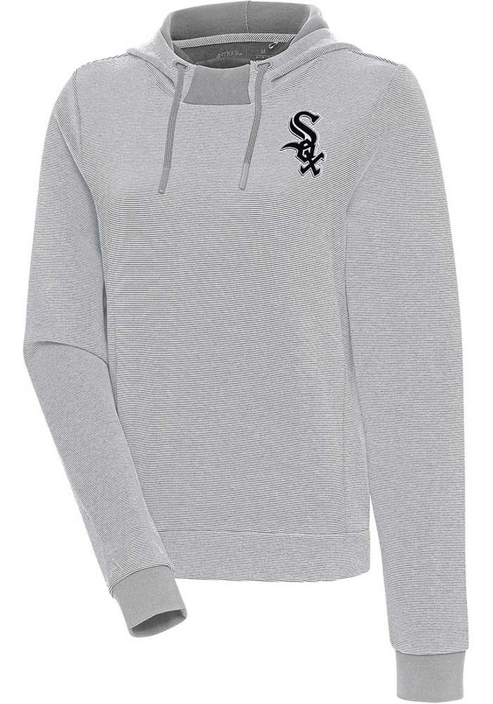 Antigua Chicago White Sox Womens Grey Axe Bunker Hooded Sweatshirt, Grey, 86% COTTON / 11% POLYESTER / 3% SPANDEX, Size XL