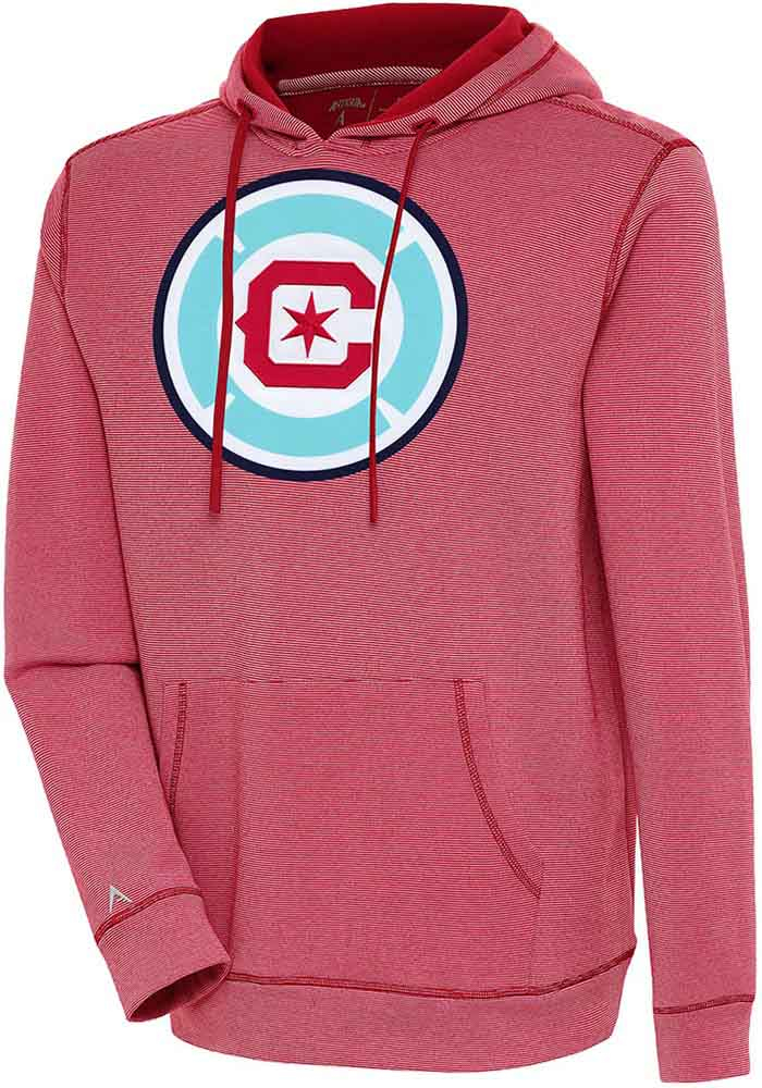 Antigua Chicago Fire Mens Red Axe Bunker Long Sleeve Hoodie, Red, 86% COTTON / 11% POLYESTER / 3% SPANDEX, Size L