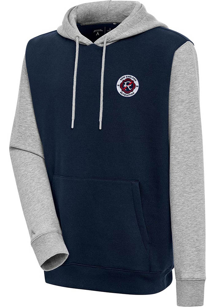 Antigua New England Revolution Mens Navy Blue Victory Colorblock Long Sleeve Hoodie, Navy Blue, 52% COTTON / 48% POLYESTER, Size XL