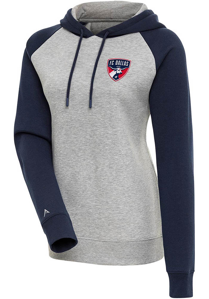 Antigua FC Dallas Womens Grey Victory Hooded Sweatshirt, Grey, 52% COTTON / 48% POLYESTER, Size XL