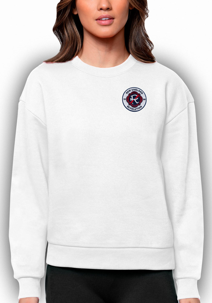 Antigua New England Revolution Womens White Victory Crew Sweatshirt, White, 65% COTTON / 35% POLYESTER, Size XL