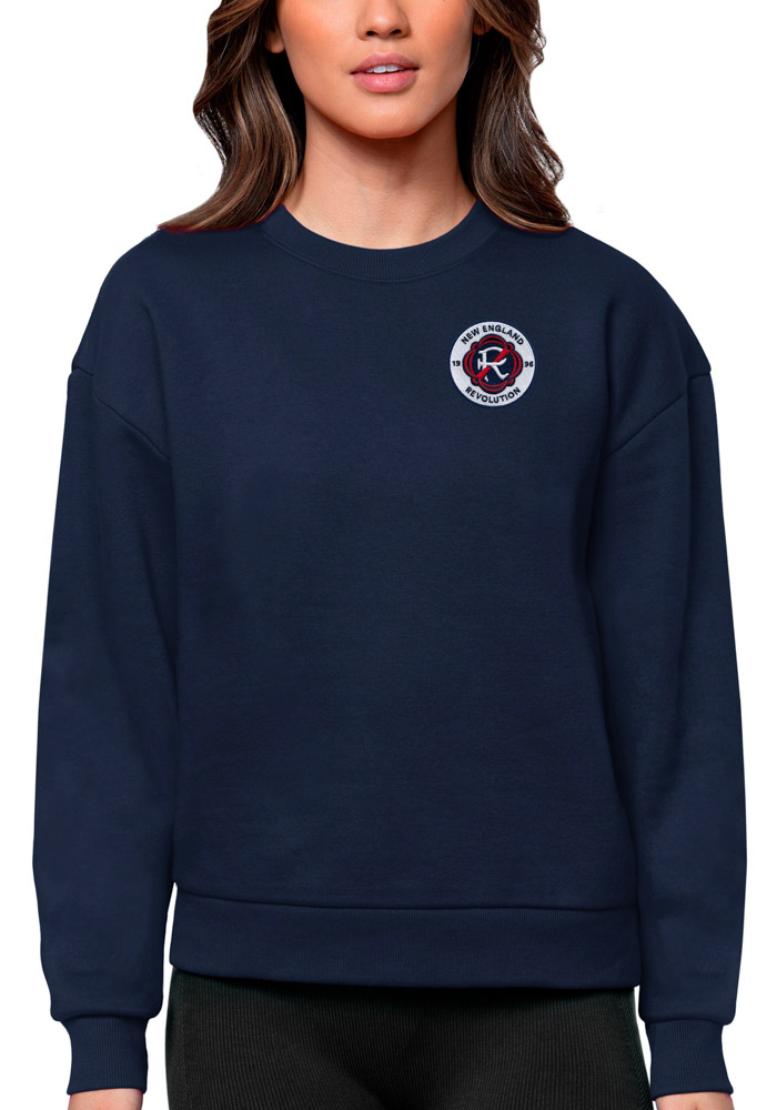 Antigua New England Revolution Womens Navy Blue Victory Crew Sweatshirt, Navy Blue, 65% COTTON / 35% POLYESTER, Size XL