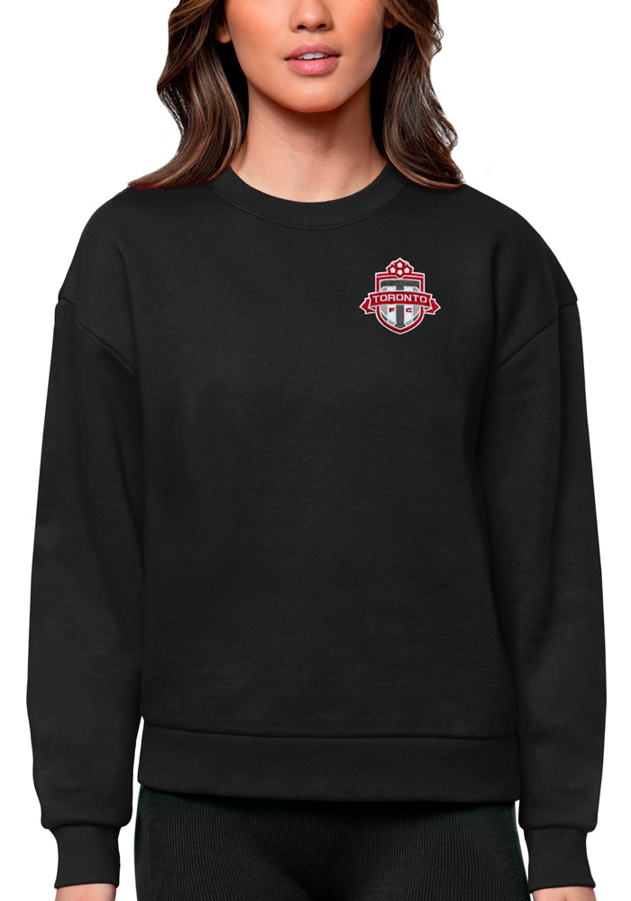 Antigua Toronto FC Womens Black Victory Crew Sweatshirt, Black, 65% COTTON / 35% POLYESTER, Size XL