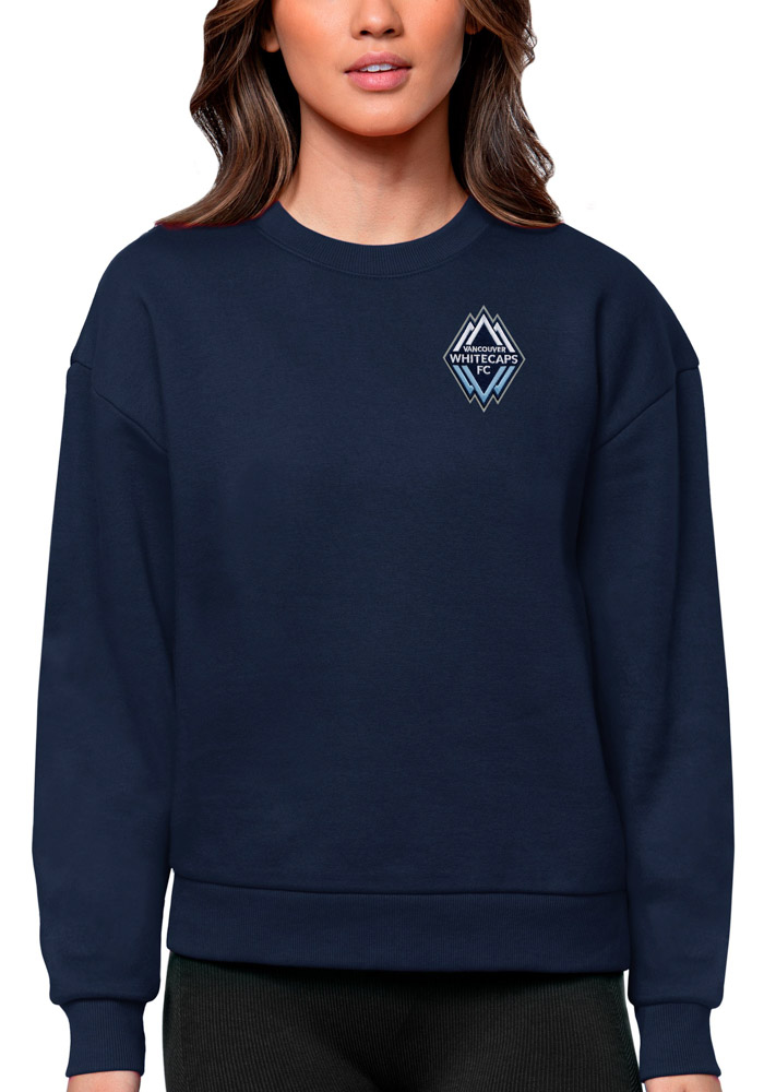 Antigua Vancouver Whitecaps FC Womens Navy Blue Victory Crew Sweatshirt, Navy Blue, 65% COTTON / 35% POLYESTER, Size XL