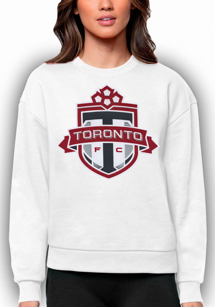 Antigua Toronto FC Womens White Victory Crew Sweatshirt, White, 65% COTTON / 35% POLYESTER, Size XL