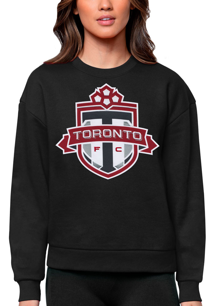 Antigua Toronto FC Womens Black Victory Crew Sweatshirt, Black, 65% COTTON / 35% POLYESTER, Size XL