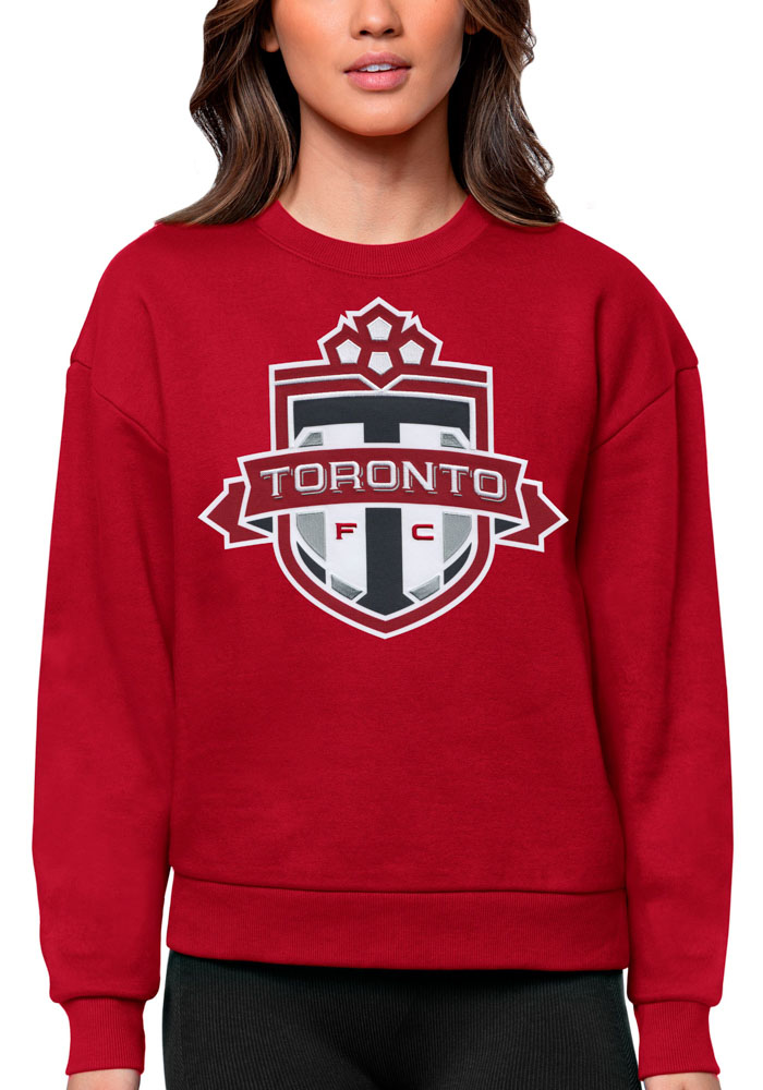 Antigua Toronto FC Womens Red Victory Crew Sweatshirt, Red, 65% COTTON / 35% POLYESTER, Size XL