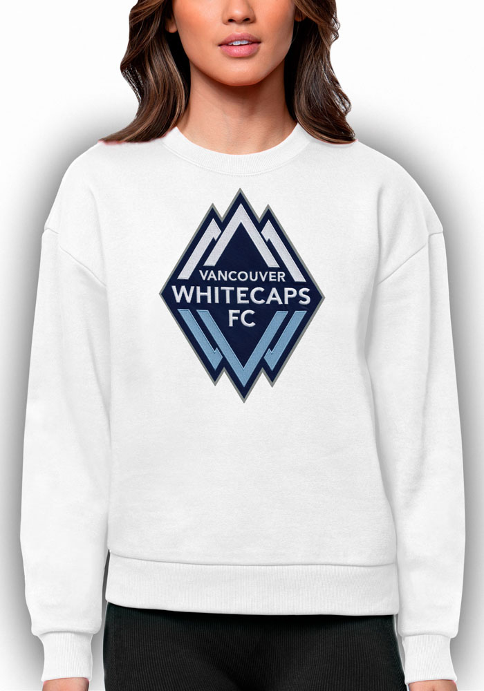Antigua Vancouver Whitecaps FC Womens White Victory Crew Sweatshirt, White, 65% COTTON / 35% POLYESTER, Size XL