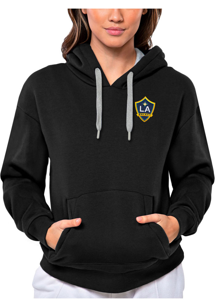 Antigua LA Galaxy Womens Black Victory Hooded Sweatshirt, Black, 65% COTTON / 35% POLYESTER, Size XL