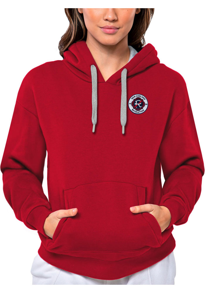 Antigua New England Revolution Womens Red Victory Hooded Sweatshirt, Red, 65% COTTON / 35% POLYESTER, Size XL