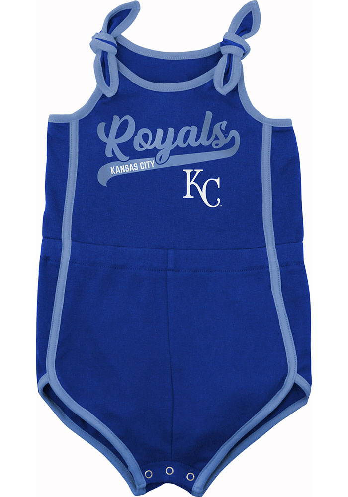 Kansas City Royals Baby Blue Hit and Run Romper Short Sleeve One Piece, Blue, Tri-Blend, Size 24M